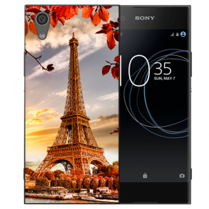 Sony Xperia XA1 Silikon Schutzhülle TPU mit Eiffelturm Fotodruck 