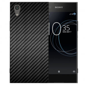 Sony Xperia L1 Silikon TPU Schutzhülle Case mit Carbon Optik Bild Namen Druck 