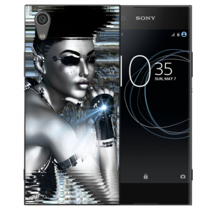Sony Xperia XA1 Silikon TPU Hülle mit Fotodruck Robot Girl Etui