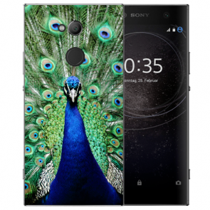 TPU Handy Hülle Silikon für Sony Xperia L2 mit Foto Druck Pfau Etui