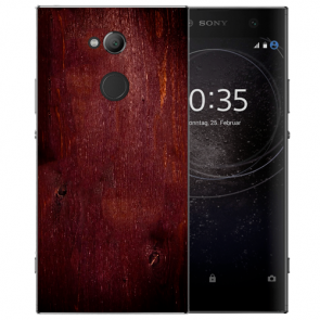 Sony Xperia L2 Handy Hülle TPU mit Bilddruck Eichenholz -Optik Etui