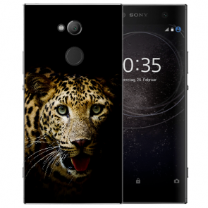 TPU Case Handy Hülle Silikon mit Leopard Foto Druck für Sony Xperia L2