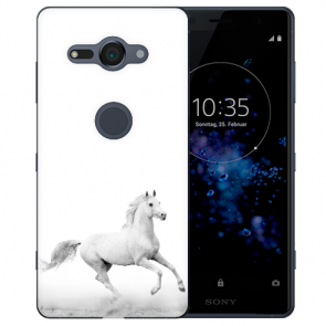 Sony Xperia XZ2 Compact Silikon Handy Schutzhülle mit Fotodruck Pferd 