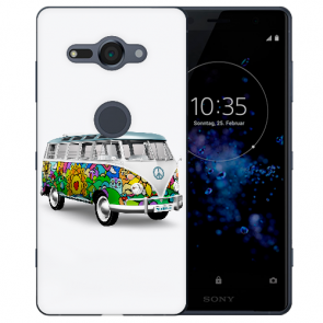 Sony Xperia XZ2 Compact Silikon TPU Hülle mit Fotodruck Hippie Bus