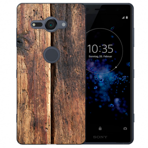 Sony Xperia XZ2 Compact Silikon TPU Hülle mit HolzOptik Fotodruck 