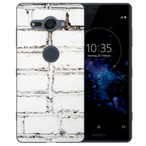 Sony Xperia XZ2 Compact TPU Silikon Hülle mit Fotodruck Weiße Mauer