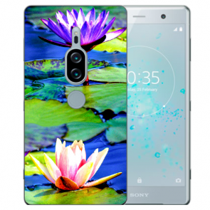 TPU Silikon Hülle mit Fotodruck Lotosblumen für Sony Xperia XZ2 Premium