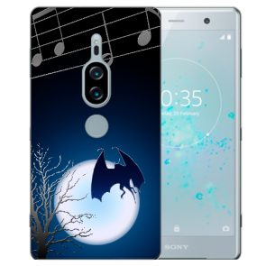 Sony Xperia XZ2 Premium Hülle TPU mit Fotodruck Fledermaus-mond