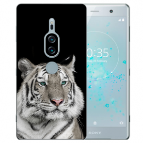 Sony Xperia XZ2 Premium Silikon TPU mit Fotodruck Tiger Hülle Case 