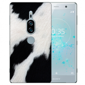 Sony Xperia XZ2 Premium Silikon Hülle TPU mit Fotodruck Kuhmuster 