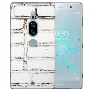 Sony Xperia XZ2 Premium TPU Silikon Hülle mit Fotodruck Weiße Mauer