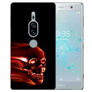 Sony Xperia XZ2 Premium Silikon TPU Hülle mit Fotodruck Totenschädel