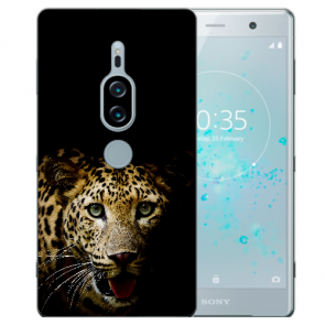 Sony Xperia XZ2 Premium Silikon Hülle TPU mit Fotodruck Leopard Case 