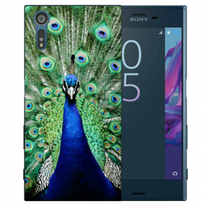 Sony Xperia XZ Schutzhülle Silikon TPU Hülle mit Fotodruck Pfau