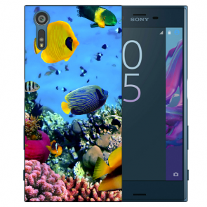 TPU Handy Hülle mit Fotodruck Korallenfische für Sony Xperia XZ