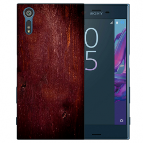 Sony Xperia XZ Silikon TPU Handy Hülle mit Fotodruck Eichenholz -Optik
