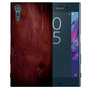 Sony Xperia XZS Silikon TPU Hülle mit Foto Namendruck Eichenholz -Optik