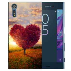 Silikon TPU Handy Hülle mit Fotodruck Herzbaum für Sony Xperia XZ