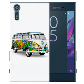 Silikon TPU Handy Hülle mit Hippie Bus Fotodruck für Sony Xperia XZS