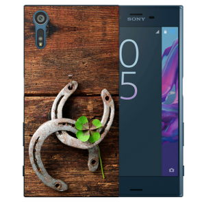 Schutzhülle Sony Xperia XZS TPU Handy Hülle mit Fotodruck Holz hufeisen