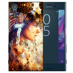 Sony Xperia XZS TPU Handy Hülle mit Indianerin Porträt Fotodruck 