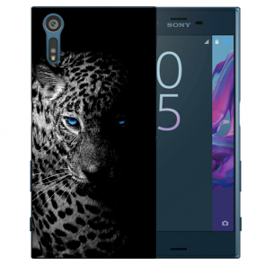 Sony Xperia XZ TPU Handy Hülle mit Fotodruck Leopard mit blauen Augen
