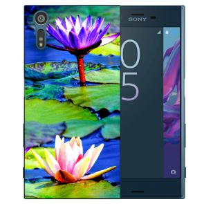 TPU Handy Hülle mit Fotodruck Lotosblumen für Sony Xperia XZ