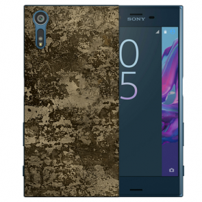 Sony Xperia XZ Silikon TPU Handy Hülle Case mit Fotodruck Braune Muster 