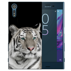 Schutzhülle TPU Hülle Case mit Tiger Fotodruck Motiv für Sony Xperia XZ