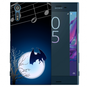 Sony Xperia XZ Silikon TPU Handy Hülle mit Fotodruck Fledermaus-mond