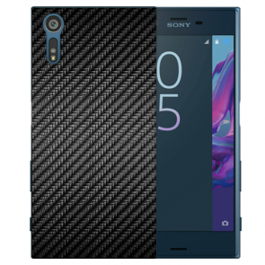 Sony Xperia XZ Silikon TPU Handy Hülle mit Fotodruck Carbon Optik
