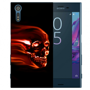 Sony Xperia XZ Silikon TPU Handy Hülle mit Fotodruck Totenschädel