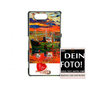 2D Hülle für Sony Xperia z3 mini Hard Case mit Foto und Text zum selbst gestalten.