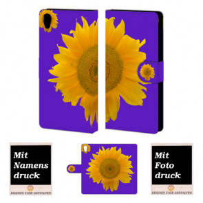 Sony Xperia C6 Handy Tasche Hülle mit Sonnenblumen Bild Druck