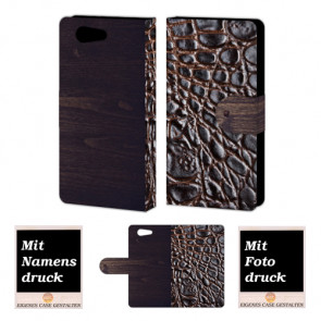 Sony Xperia Z4 Mini croco - Holz Optik Handy Tasche Hülle Foto Bild Druck