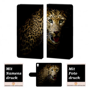 Sony Xperia Z5 Personalisierte Handy Hülle Etui mit Leopard Foto Druck