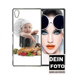 2D Hülle für Sony Xperia Z5 Hard Case mit Foto und Text zum selbst gestalten.