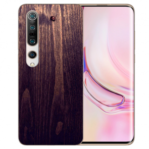 Xiaomi Mi 10 Pro TPU Silikon Hülle mit Fotodruck HolzOptik Dunkelbraun 