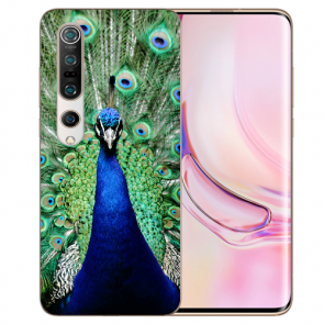 Xiaomi Mi 10 Pro Schutzhülle TPU Silikon mit Fotodruck Pfau Etui