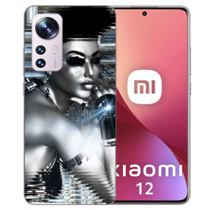 Silikoncover Case TPU Etui für Xiaomi 12 (5G) Bilddruck Robot Girl