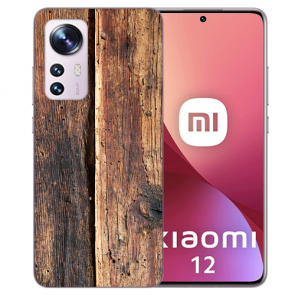 TPU Silikon Handycover Case für Xiaomi 12 (5G) Holzoptik Bilddruck 