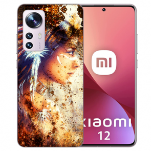 Silikon TPU Cover Case Bilddruck Indianerin Porträt für Xiaomi 12 (5G) Etui