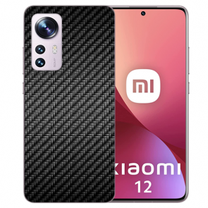 Silikon TPU Schutzhülle mit Carbon Optik Bilddruck für Xiaomi 12 (5G) Etui