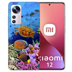 Smartphone Flip Case Etui für Xiaomi 12 Pro (5G) Aquarium Schildkröten Bilddruck 