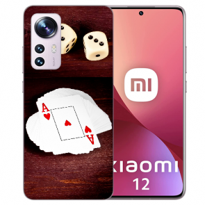 Flip Case Silikoncover für Xiaomi 12 Pro (5G) Fotodruck Spielkarten-Würfel