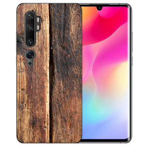 Xiaomi Mi CC9 Pro Silikon TPU Hülle mit Fotodruck HolzOptik