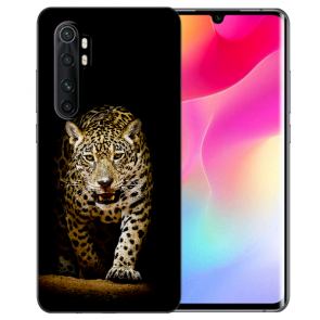 Xiaomi Mi Note 10 Lite Silikon TPU Hülle mit Bilddruck Leopard beim Jagd