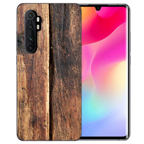 Xiaomi Mi Note 10 Lite Silikon TPU Hülle mit Bild Namendruck HolzOptik