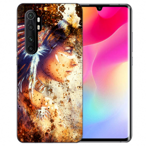 Xiaomi Mi Note 10 Lite Silikon TPU Hülle mit Bilddruck Indianerin Porträt