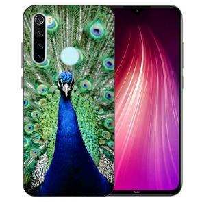 XIAOMI Redmi Note 8 TPU Hülle mit Fotodruck Pfau Etui